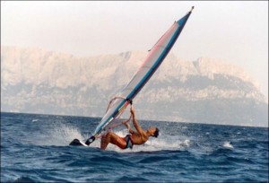 Pedote on windsurfing in Follonica in 1994...