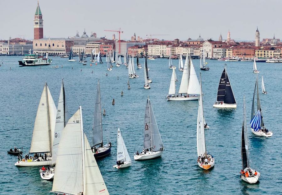 The fleet of the 16th Veleziana on arrival in St. Mark's Basin