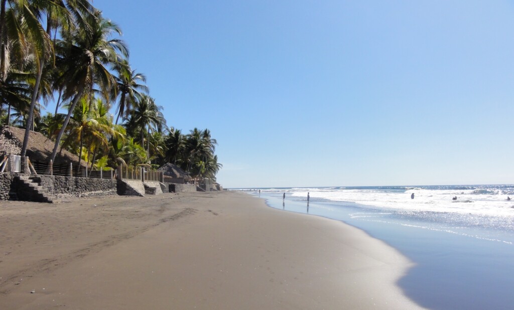 Surfers at Playa El Zonte in El Salvador.