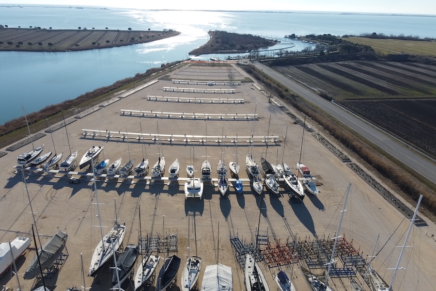 The new Marina Sant'Andrea dry area as seen from the current forecourt