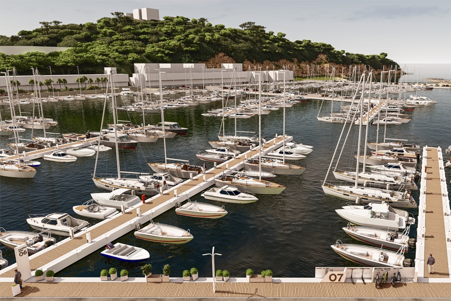Il render di quello che diventerà il Marina di Punta Ala dopo i lavori